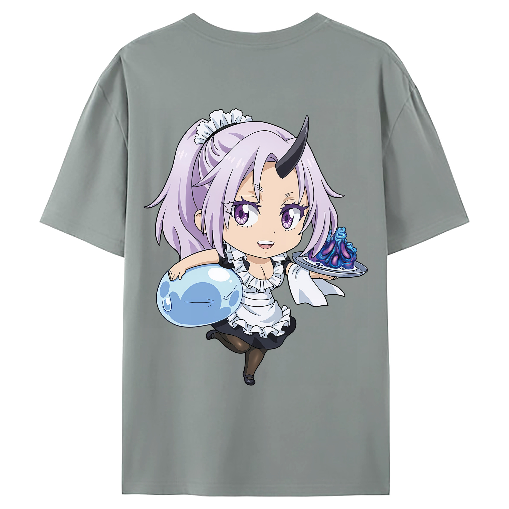（画像用） 転スラ Regarding Reincarnated to Slime 綿100％ メンズ半袖Tシャツ（バックプリント） 通気性